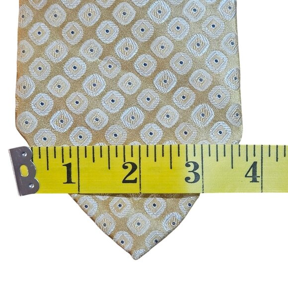 City Of London Gold Geometric Pattern Mens Necktie 100% Silk Business Court Core - Picture 6 of 11